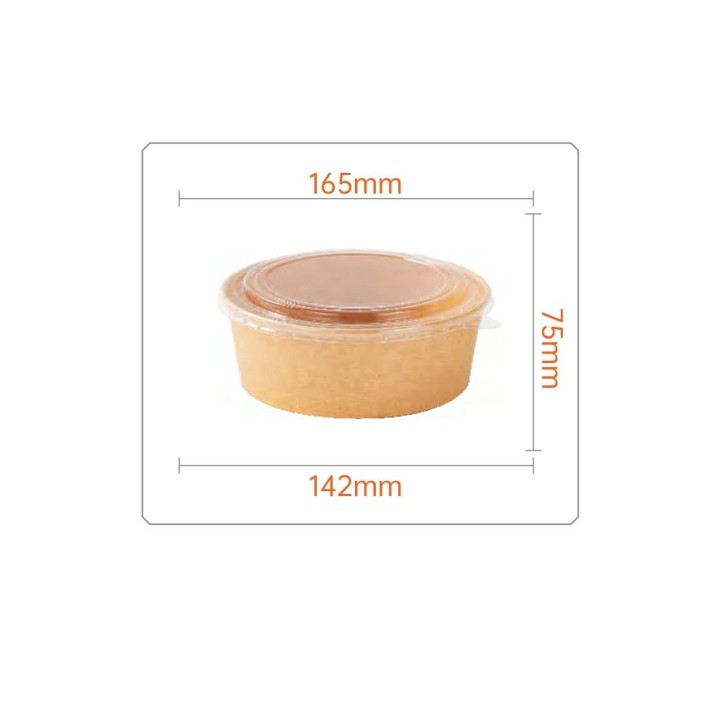 Dimensioni della ciotola kraft 1100 ml: Ø 165 mm, altezza 64 mm