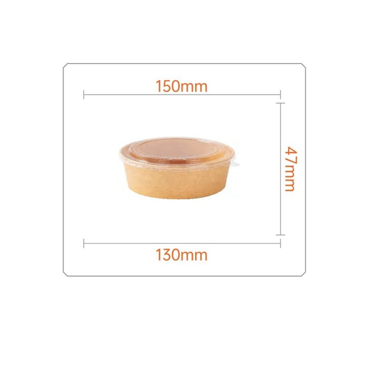 Dimensioni della ciotola kraft 500 ml: Ø 150 mm, altezza 47 mm