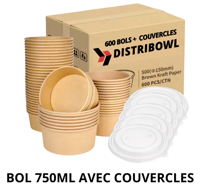 Bol Kraft Brun 750 ml + Couvercle